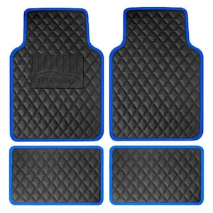 Blue 4-Piece Deluxe Universal Liners Faux Leather Car Floor Mats - Full Set