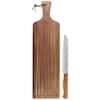 GIBSON elite 2-Piece Acacia Wood Serving Board and Bread Knife Set in Brown 985121980M