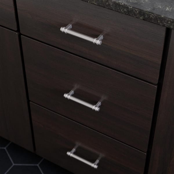 Classic Ringed 3-3/4 in. (96 mm) Classic Satin Nickel Cabinet Drawer Pull