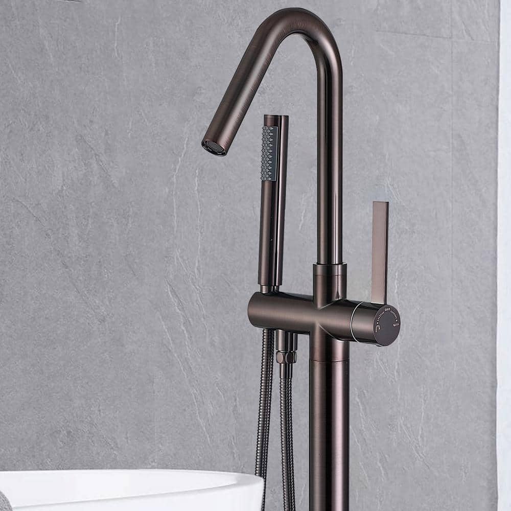 Oil Rubbed Bronze Freestanding Tub Filler with Handshower