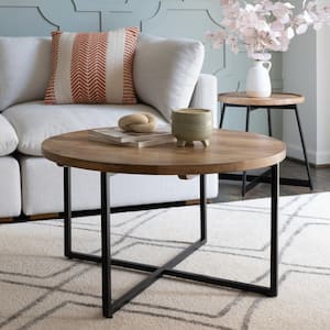 Eliza 31 in. Black Round Wood Top Coffee Table