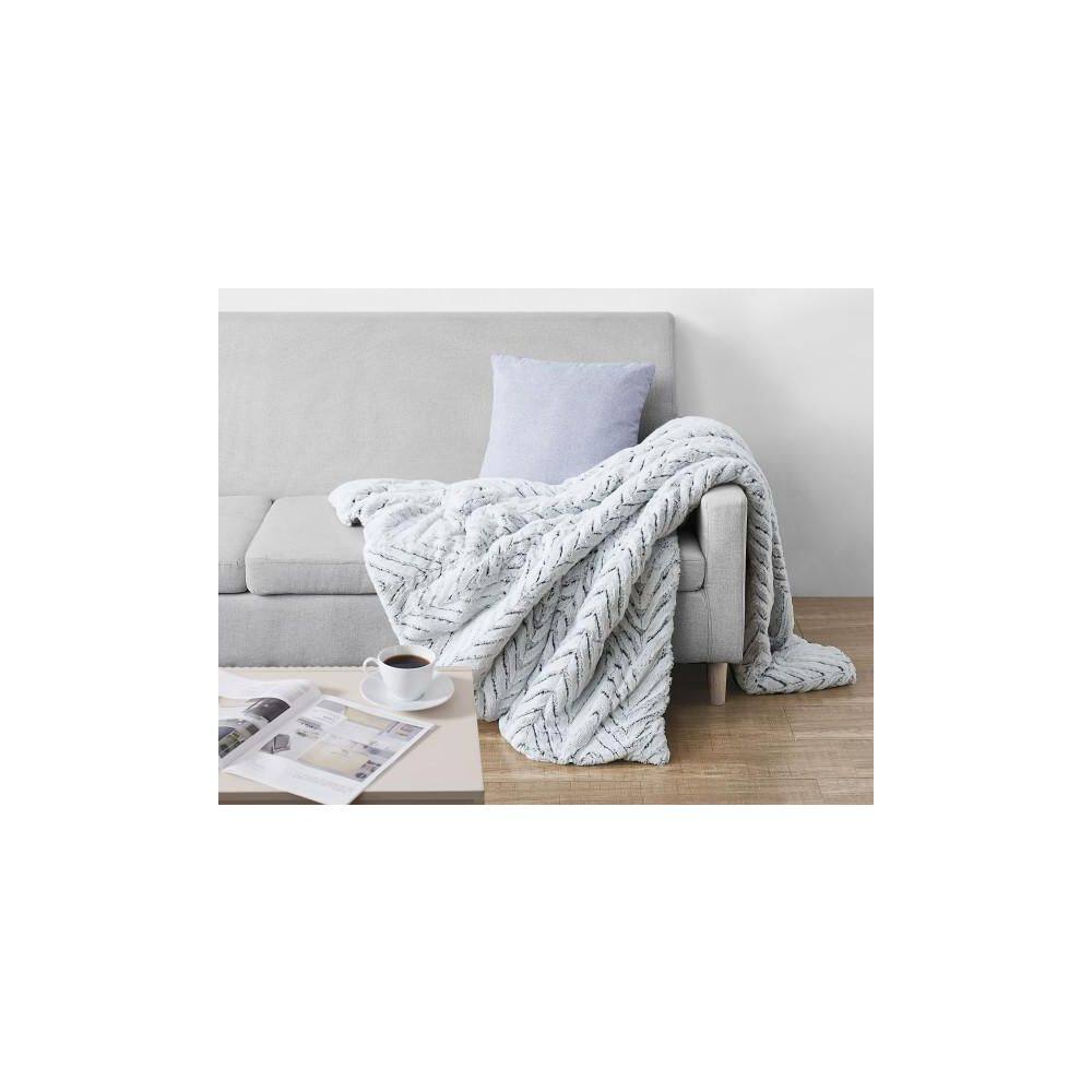 Gray Chevron Faux Fur Luxury Throw Blanket 60" x 70"