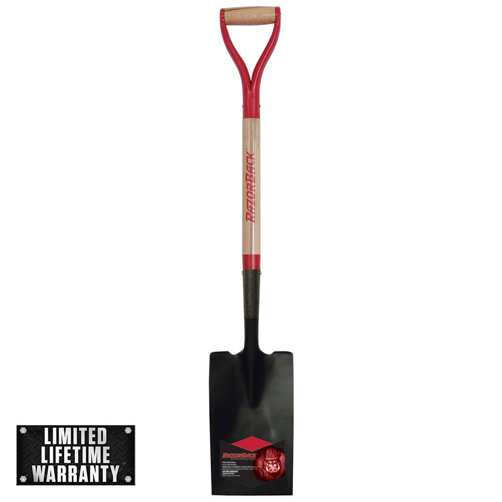 Razor-Back 28 in. Wood D-Handle Border Spade 46201 - The Home Depot
