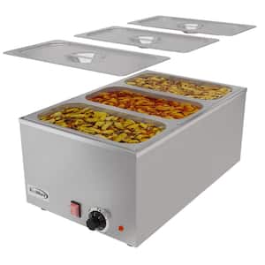 6 Qt. Stainless Steel Countertop Food Warmer, Soup Station, and Buffet Table Server with three Serving Sections