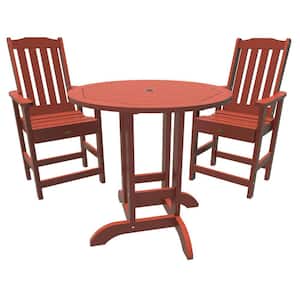 Glennville 3-Pieces Round Recycled Plastic Outdoor Counter Dining Set