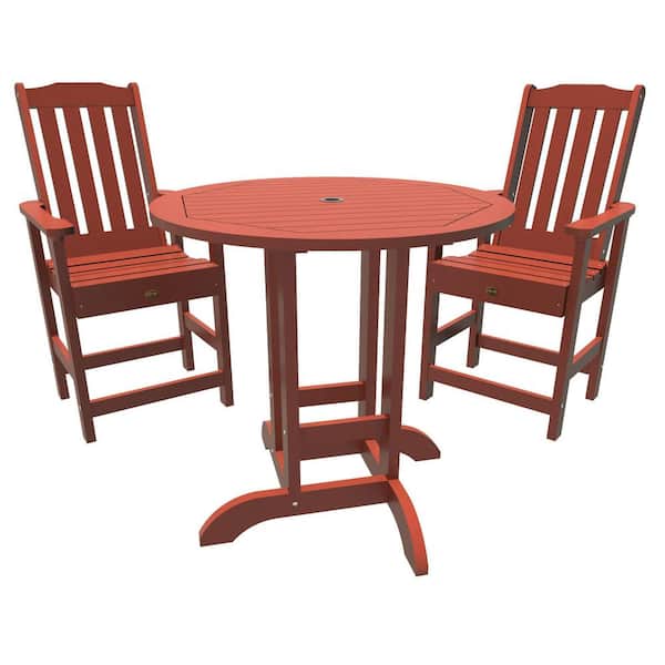 Unbranded Glennville 3-Pieces Round Recycled Plastic Outdoor Counter Dining Set