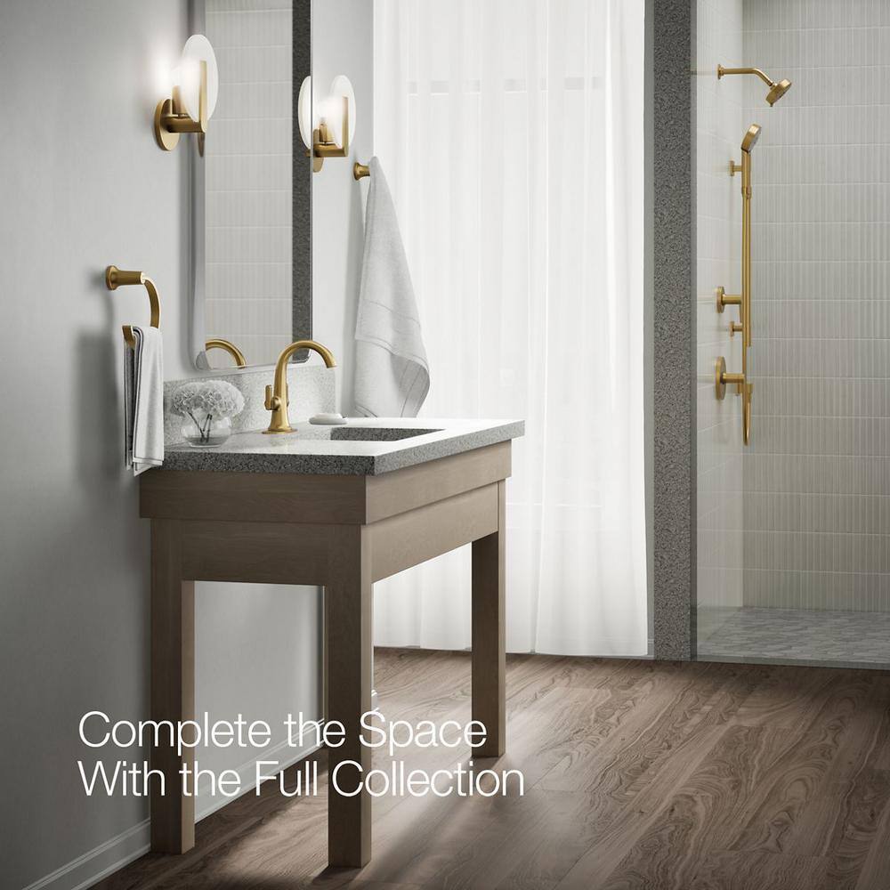 Vibrant Moderne Brushed Brass Double Handle Bathroom Faucet