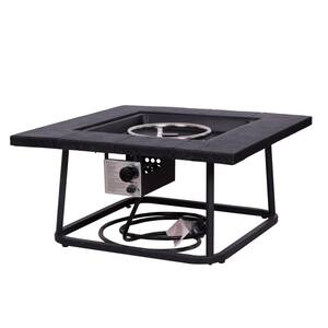 Olivia Outdoor Black Square 50000 BTU Firepit with All-Weather Cover Included
