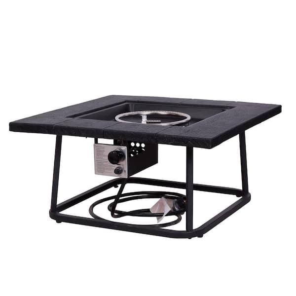 DIRECT WICKER Olivia Outdoor Black Square 50000 BTU Firepit with All-Weather Cover Included