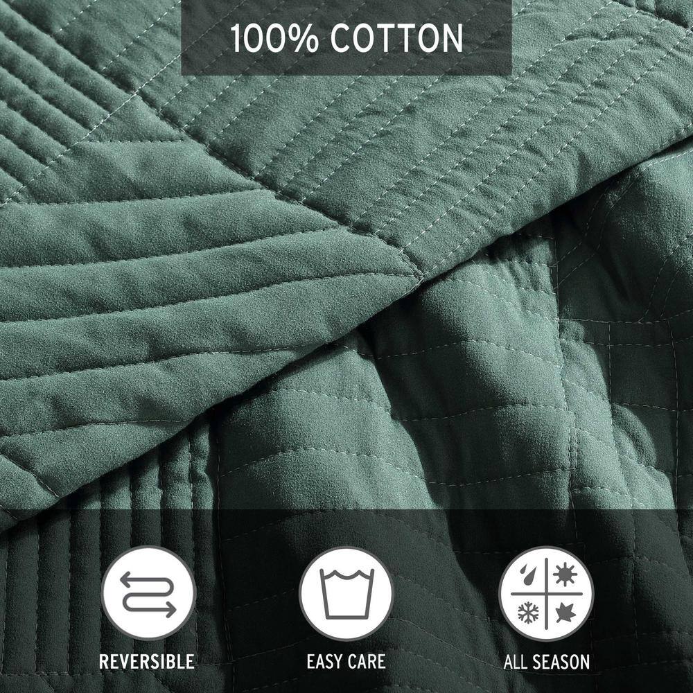 Full Reversible Brown and Green Microfiber Quilt Set