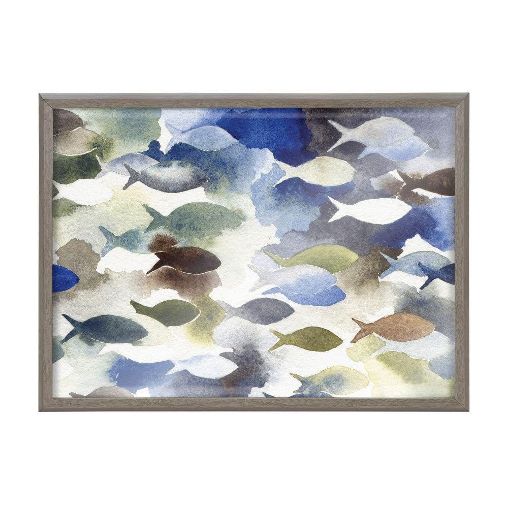 Gray Framed Marine Life Printed Glass Wall Art, 18x24