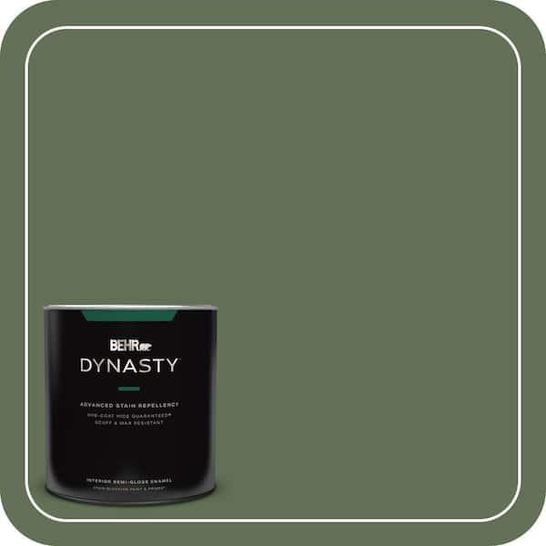 BEHR DYNASTY 1 qt. #QE-39 Willow Leaf Semi-Gloss Enamel Interior Stain-Blocking Paint and Primer