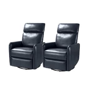 Quincy Navy Swivel Chair with Metal Base (Set of 2)