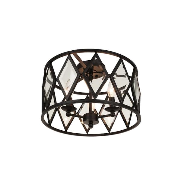 Home Decorators Collection Tessali 16 in. 3-Light Bronze Prismatic