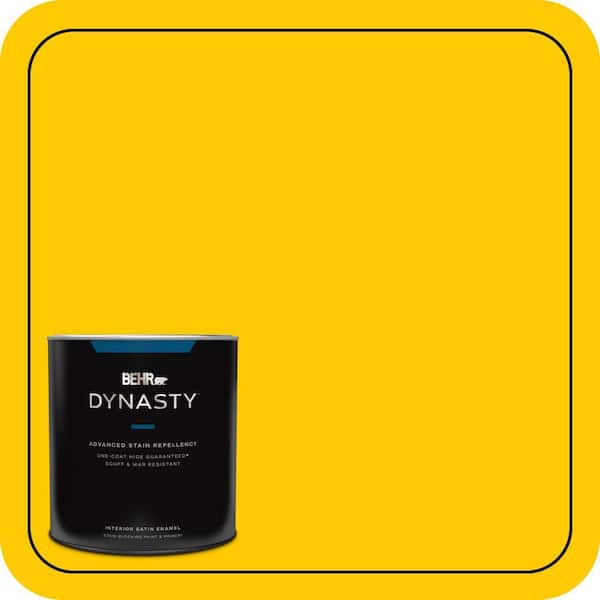 BEHR DYNASTY 1 qt. #370B-7 Yellow Flash Satin Enamel Interior Stain-Blocking Paint & Primer