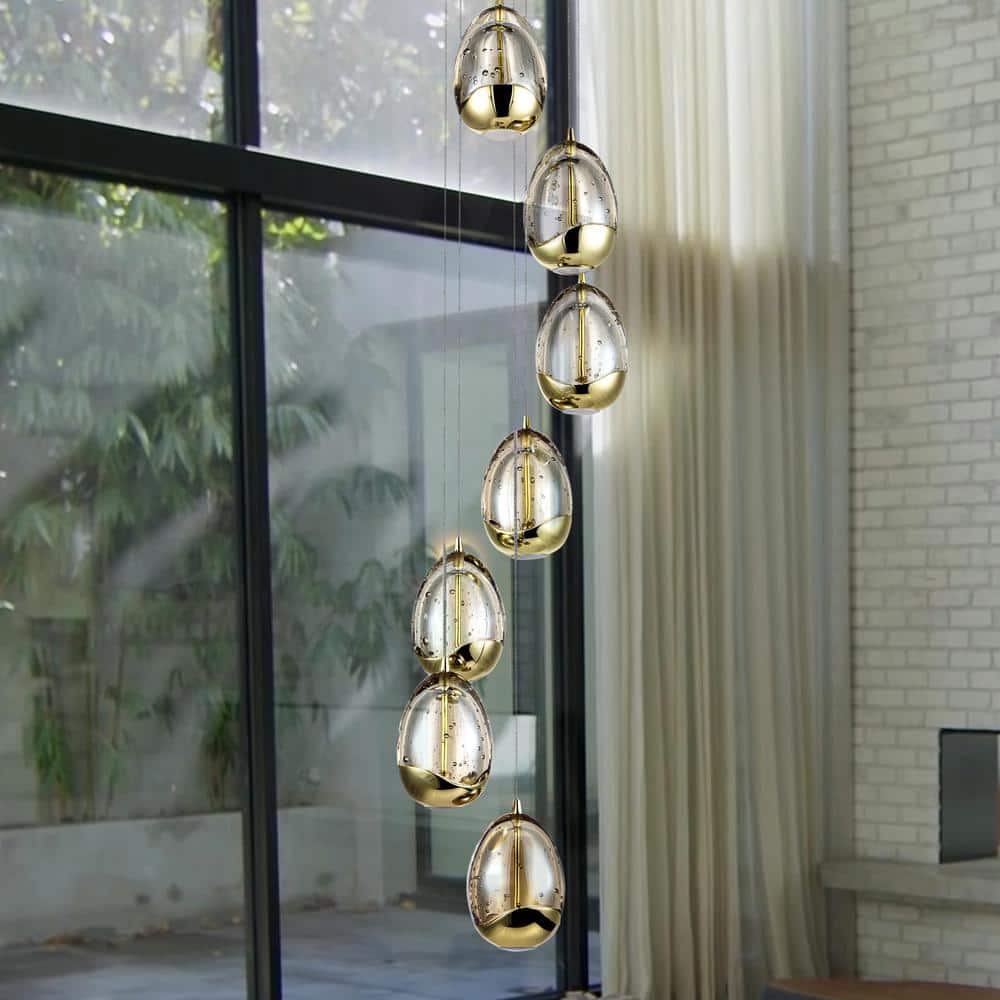 Venezia Champagne Glass Teardrop LED Chandelier in Gold