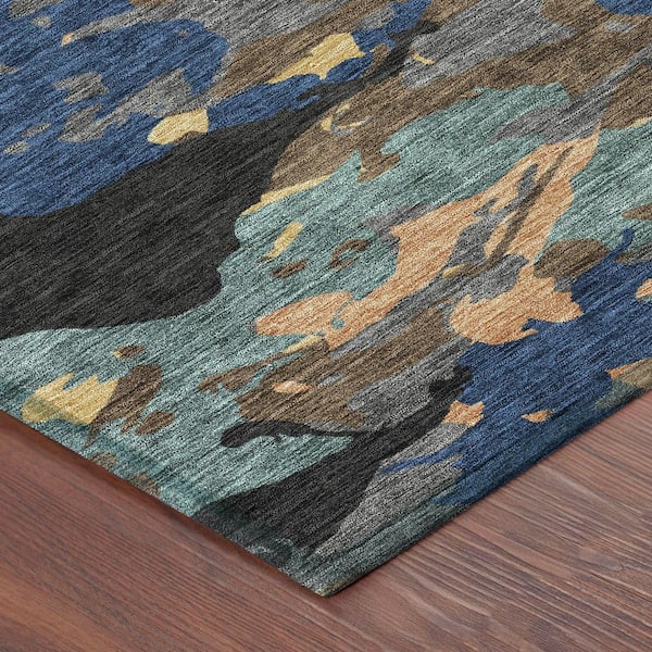 Chantille Machine Washable Indoor/Outdoor Abstract ACN2497 Black 2 ft. x 7 ft. Area Rug