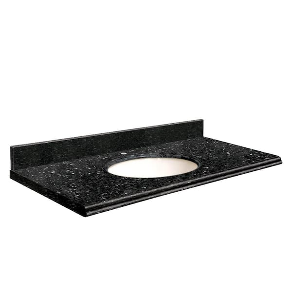 Transolid 25 in. W x 22 in. D Quartz Vanity Top in Notte Black with White Basin
