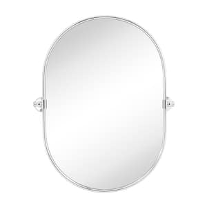 Pill 20 in. W x 30 in. H Small Oval Metal Framed Tilting Wall Mounted Bathroom Vanity Mirror in Chrome