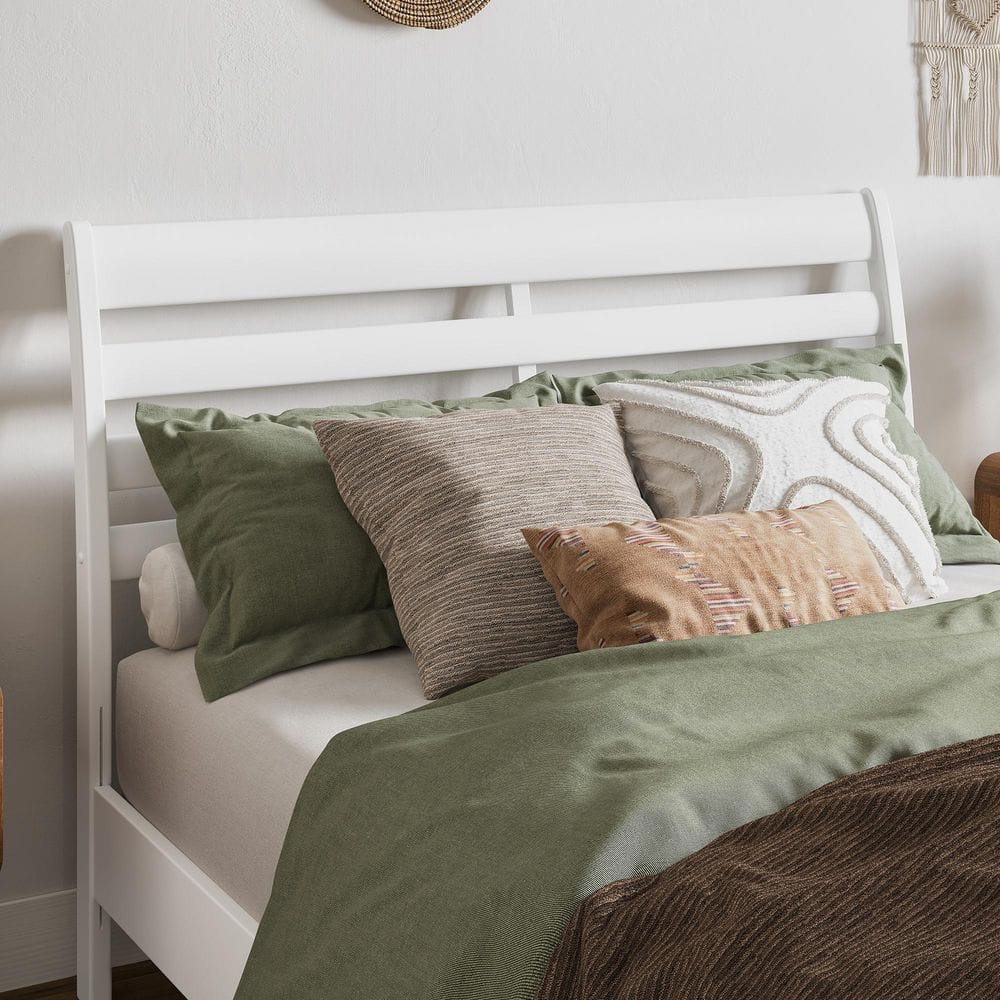 Savannah White Solid Wood Twin Headboard with USB Charger