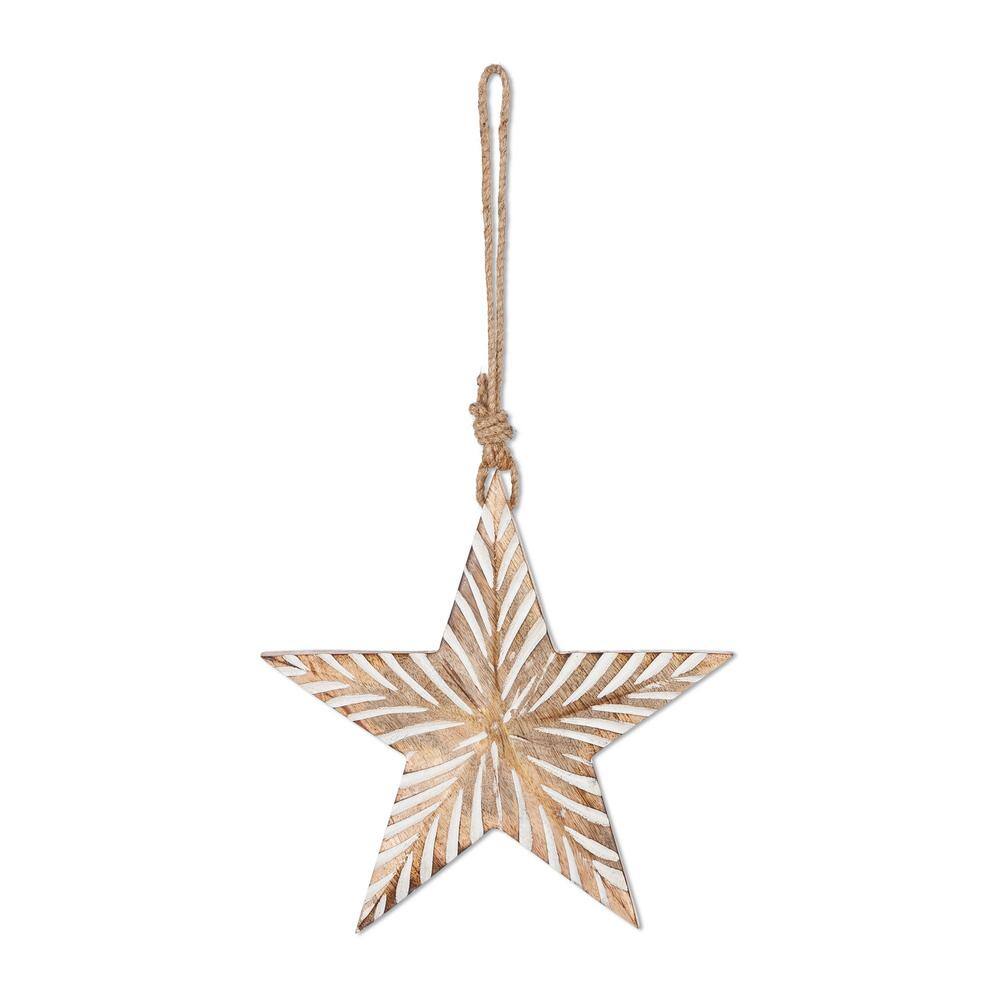 Set of 3 Brown Mango Wood Hanging Stars