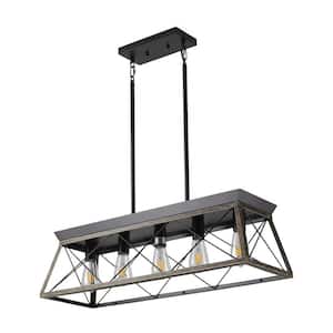 Gelsenkirchen 5-Light Oil-Rubbed Bronze Industrial Farmhouse Linear Chandelier for Kitchen Island with No Bulbs Included