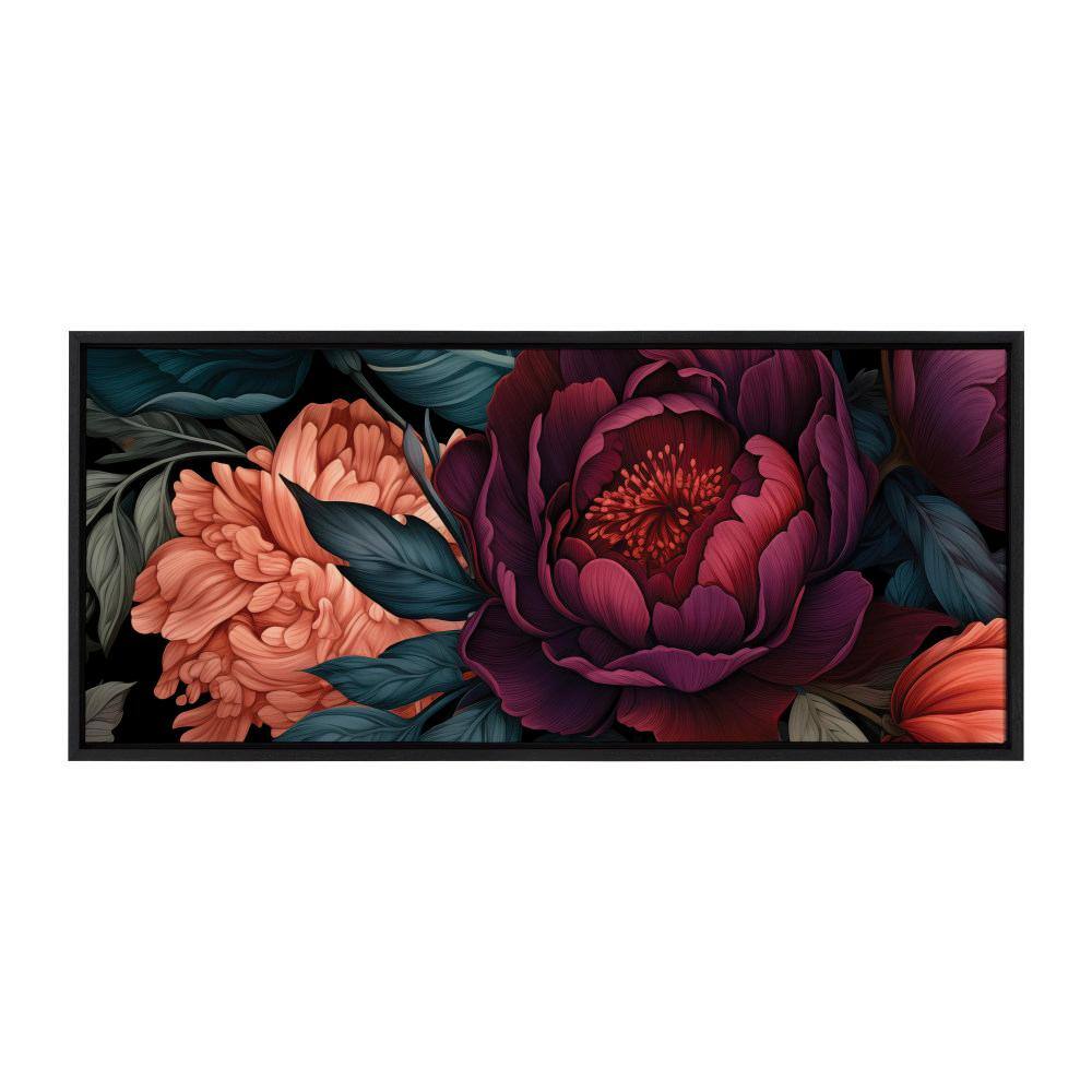 Sylvie Dark Academia Floral Jewel Tones Framed Canvas Art