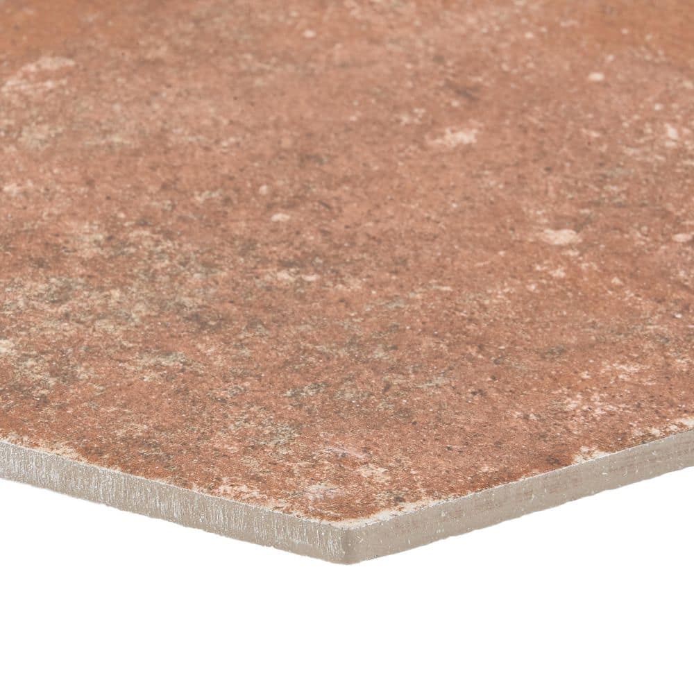 Vesuvius 8" Hexagon Matte Terracotta Porcelain Tile