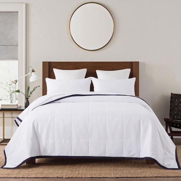 St. James Home Navy Framed Microfiber King Down Alternative Blanket