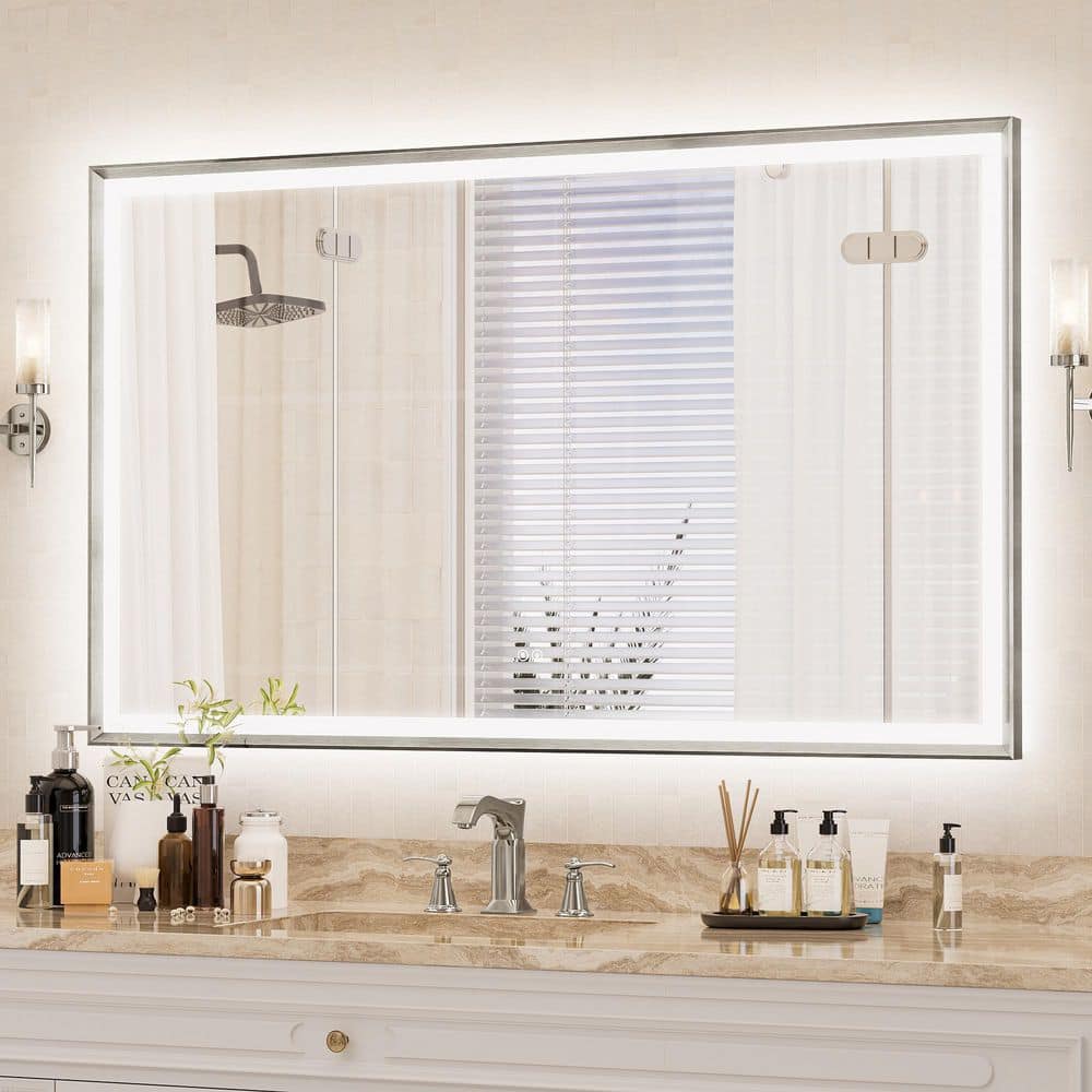 60 in. W x 36 in. H Dimmable LED Anti-Fog Modern Aluminum Bathroom Vanity Mirror with Memory Function, Brushed Nickel price history on PriceWatchPro
