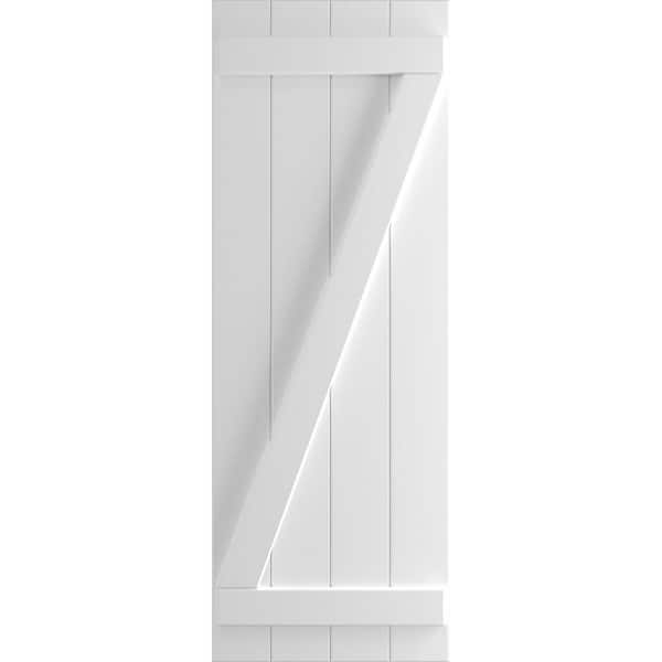 Ekena Millwork 21-1/2 in. x 27 in. True Fit PVC Four Board Joined Board and Batten Shutters with Z-Bar, Unfinished (Per Pair)