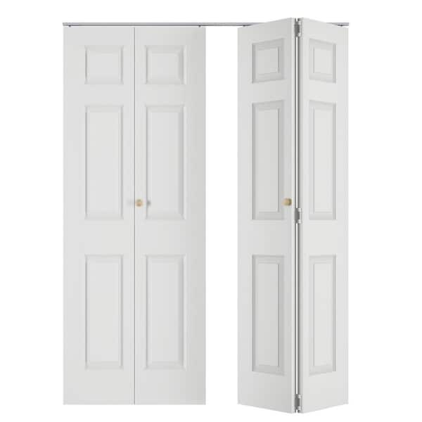 60 in. x 78.4 in. (Double 30 in.) 3-Panel Hollow Core White Primed Composite MDF Bi-fold Door with Hardware Kit