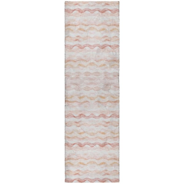 Dream Shag Premium Machine Washable Abstract ADS195 Peach 2 ft. x 7 ft. Runner Rug