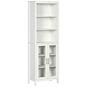 20.75 in. W x 11.75 in. D x 63.75 in. H Bath Storage Cabinet with 3-Shelf and Glass Door, Antique White