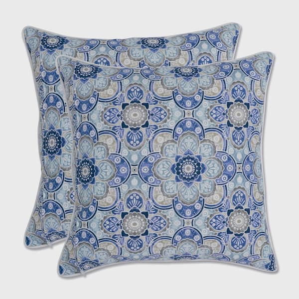 Pillow Perfect Blue Square Outdoor Square Throw Pillow 2-Pack