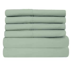 6-Piece Sage Super-Soft 1600 Series Double-Brushed California King Microfiber Bed Sheets Set