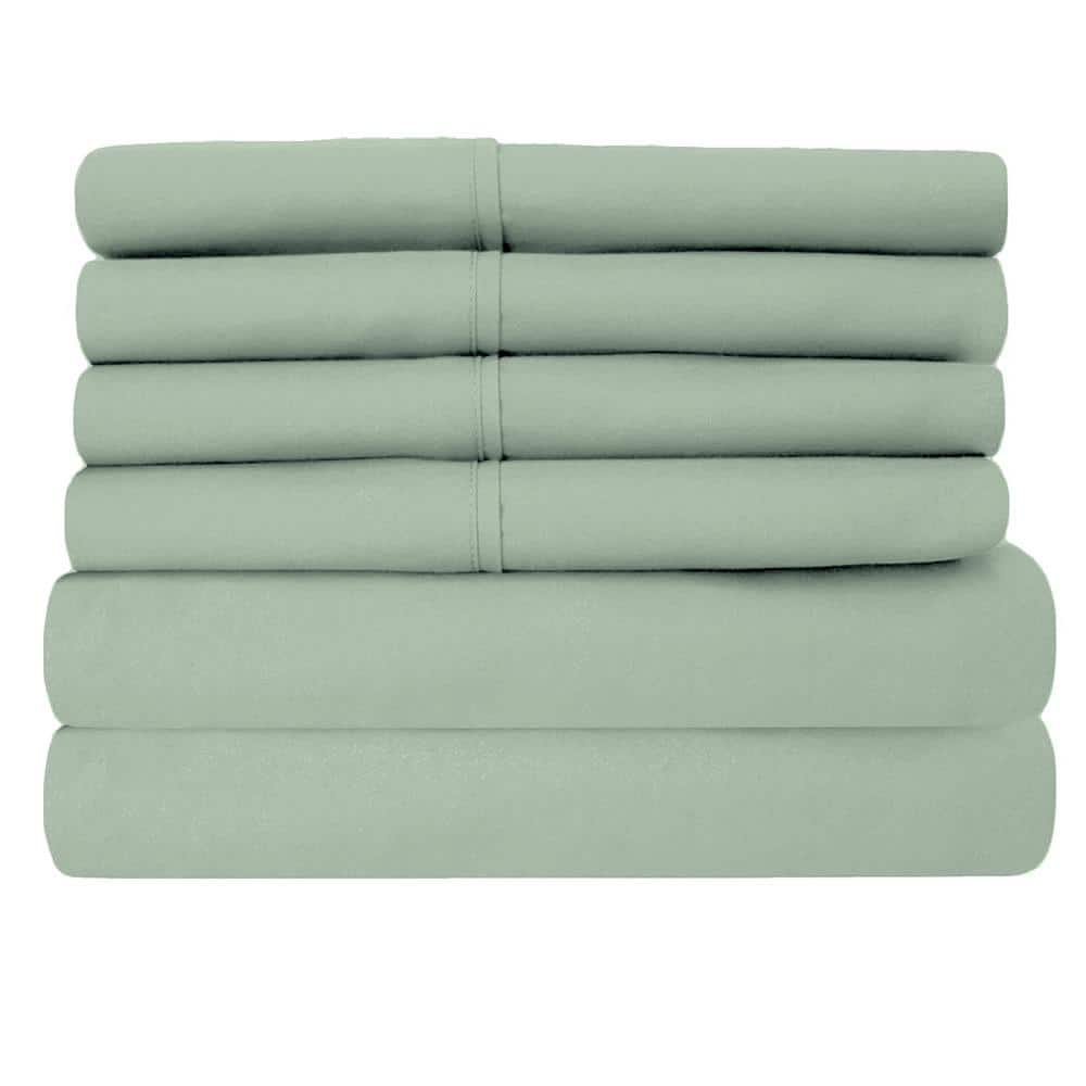 Luxury Home 6-Piece Sage Super-Soft 1600 Series Double-Brushed King  Microfiber Bed Sheets Set LH-1600S-6PC-SAG-K - The Home Depot