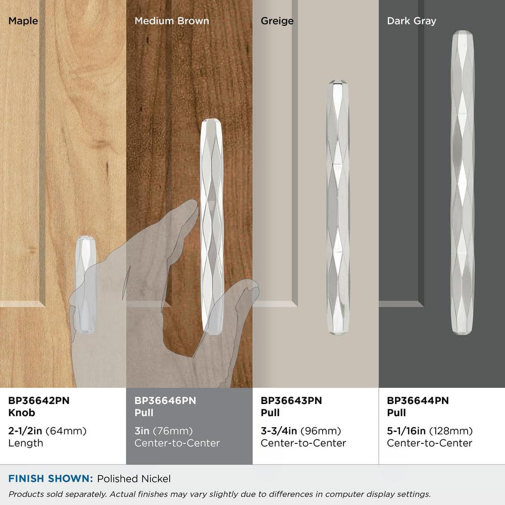 Polished Nickel Modern Bar Cabinet Pull with Mounting Hardware