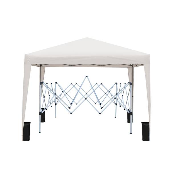 Unbranded 10 ft. x 10 ft. Beige Pop-Up Canopy with 4PCS Weight Sand Bag and Carry Bag