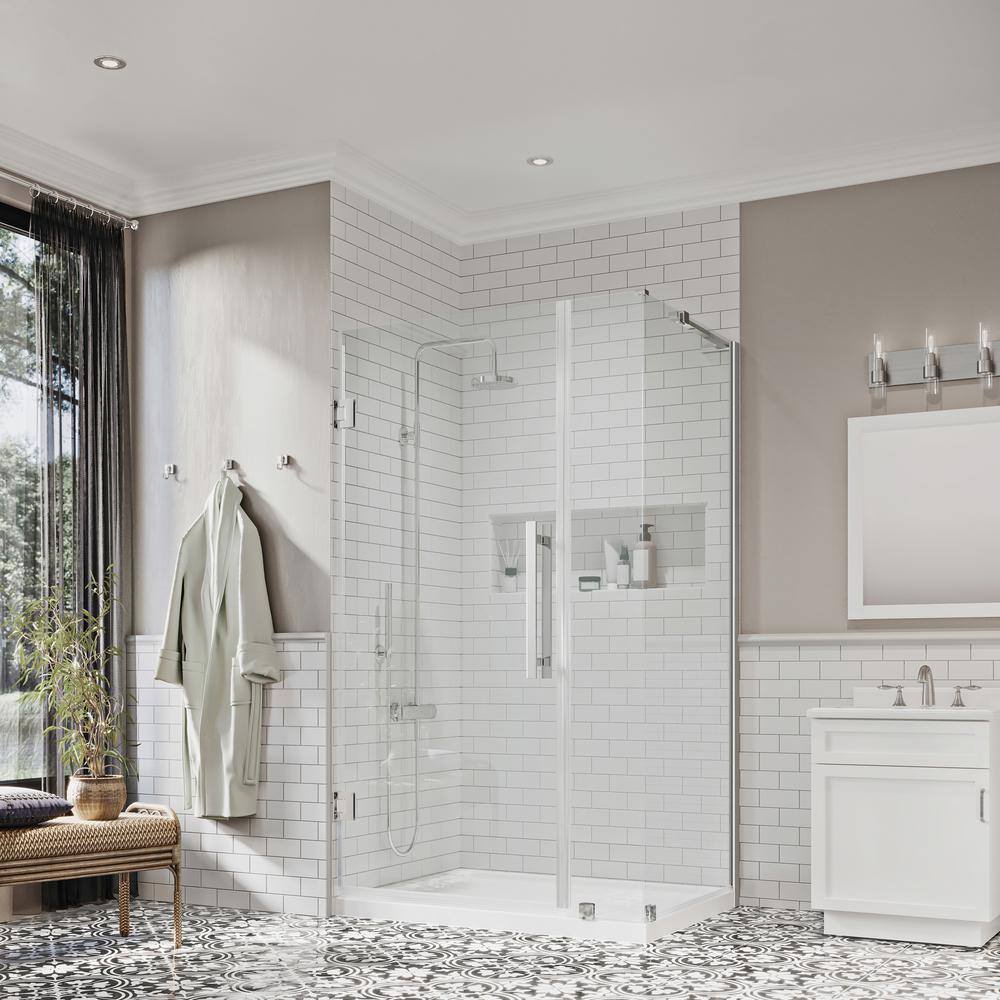 Endless Tampa-Pro 36'' Chrome Frameless Corner Shower Kit with Acrylic Base