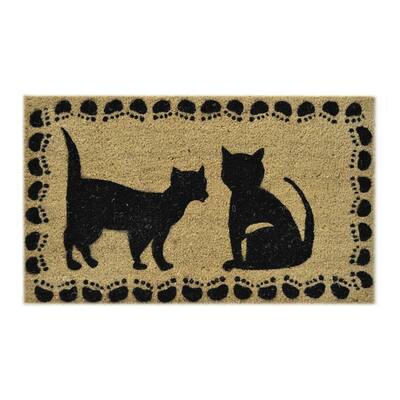 Imports Decor Vinyl Back Coir Doormat 18-Inch by 30-Inch Two Cats