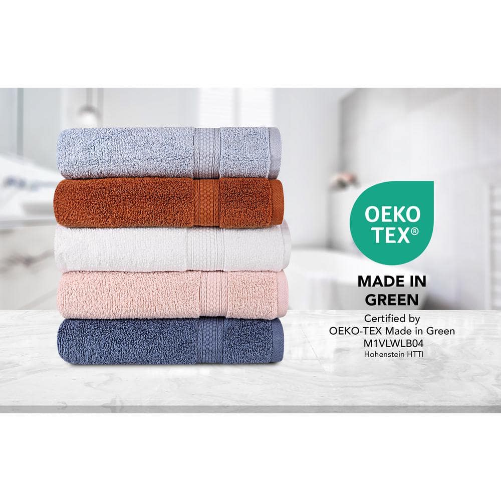Chambray Blue Cotton Kids' Hand Washcloth Set, 6 Pieces