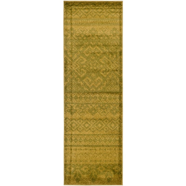 SAFAVIEH Adirondack Green/Dark Green 3 ft. x 14 ft. Geometric Runner Rug