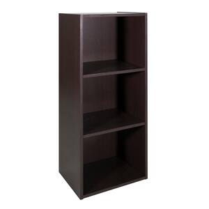 Mervin 35 in. Dark Brown 3-Shelf Standard Bookcase