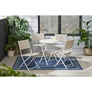 Mix and Match Steel Wicker Folding Serena Chevron Outdoor Dining Chair (2-Pack)