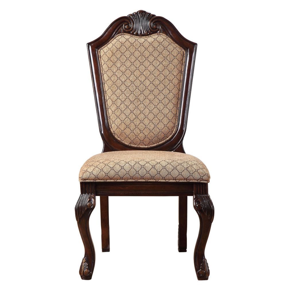 High Back White Upholstered Wood Side Chair