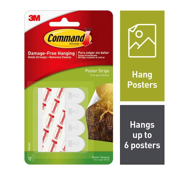 Command Small White Poster Hanging Strips (12 Strips)