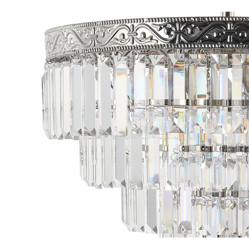 Wyatt 20" Polished Nickel 4-Light Tiered Crystal Chandelier