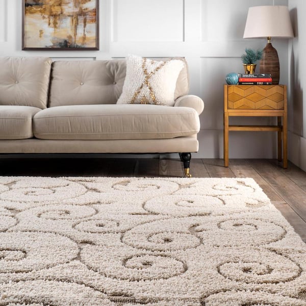 NuLOOM shops Maisha Abstract Shag Cream 8 ft. x 8 ft. Round Rug