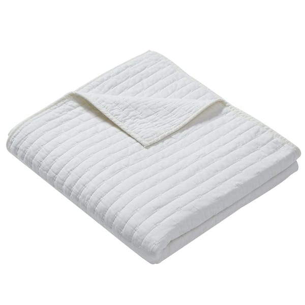 Greenland Home Fashions Monterrey Antique White Solid Color 50 in. x 60 in. Cotton Rich Throw Blanket